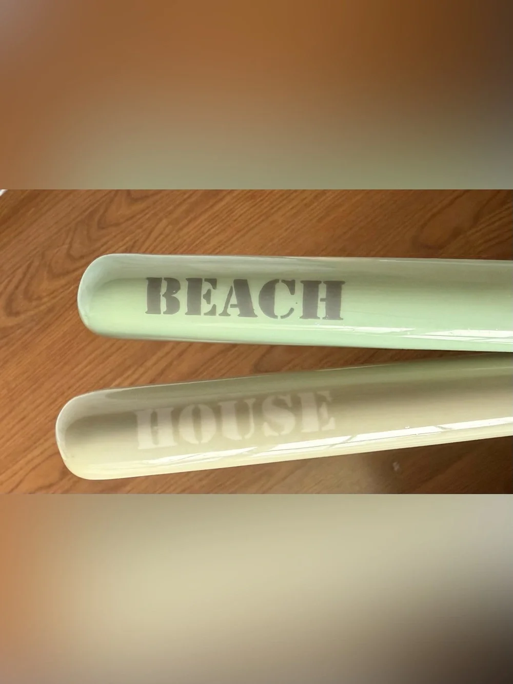 NWT Mud Pie Beach House Wooden Salad Servers in Green and Cream Colors